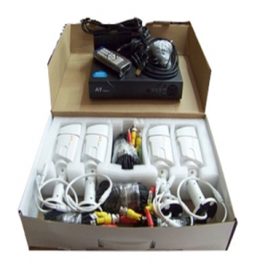 4 Camaras ext.metálicas,Color 1.0 MP. DVR 4 Ch P2P AT View Anser Telefonia